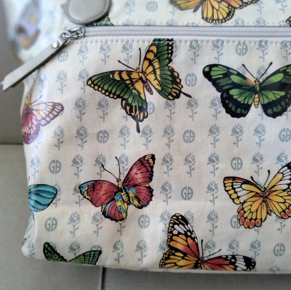 Vintage Giani Bernini Butterflies Handbag Tote Bag Purse - Picture 12 of 16